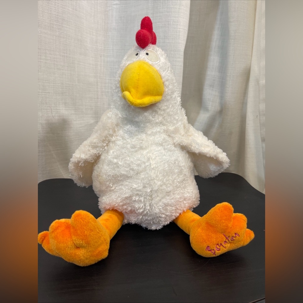 Sandra Boynton Fluffy White and Orange Chicken Plush Toy